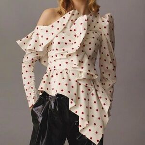 Polka Dot Asymmetrical Women's Top